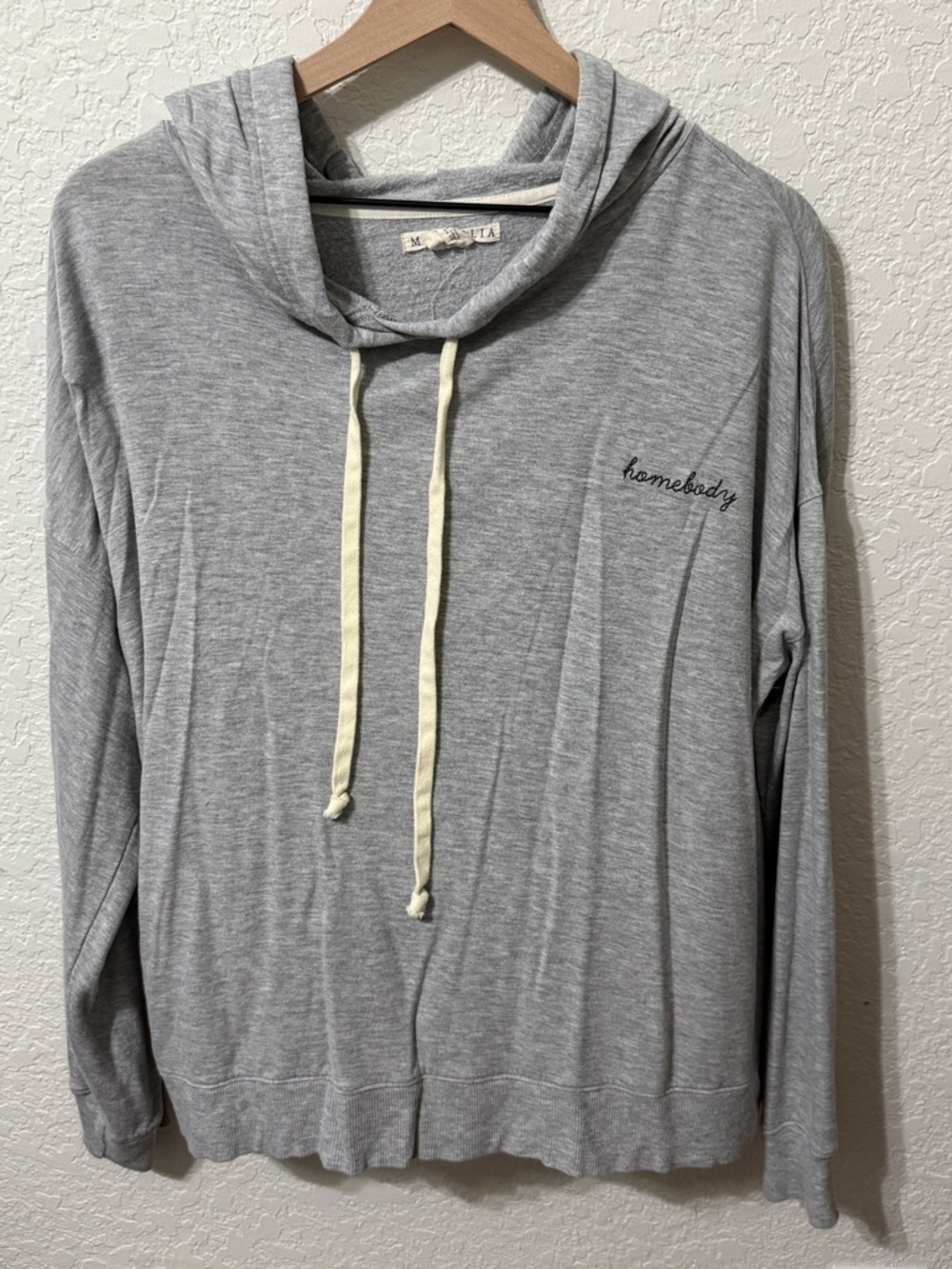 Magnolia Light Gray Hoodie with Cream Drawstrings